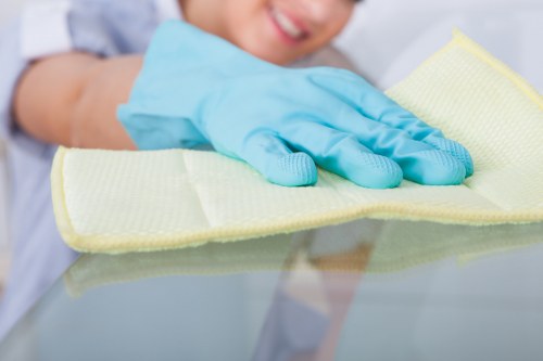 Eco-friendly house cleaning supplies on a tidy countertop