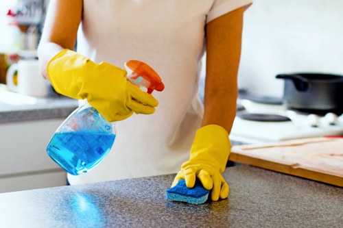 Deep carpet cleaning equipment in use