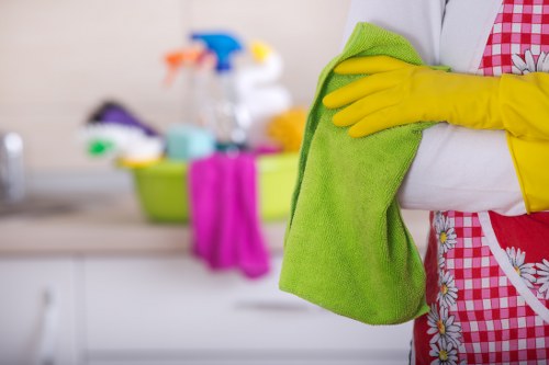 Communal area cleaning service in a modern apartment block