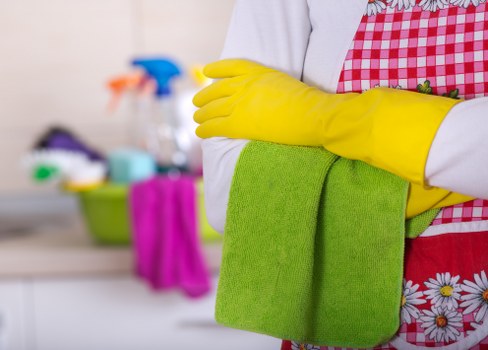 Janitorial staff cleaning high-traffic areas in a business facility