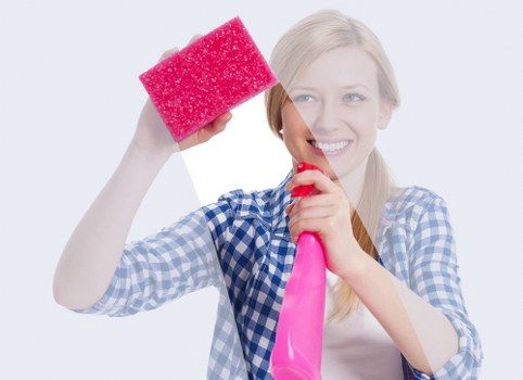 Commercial cleaning team maintaining office floors