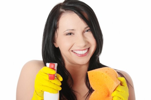 Eco-friendly office cleaning supplies in a corporate environment